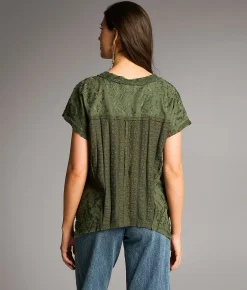Tops | BKE Pieced Lace Top Thyme