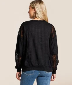 Tops | Daytrip Pieced Lace Top Black