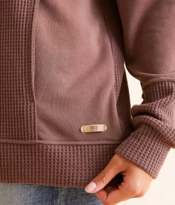 BKE Pieced Lace-Up Pullover Peppercorn Sale