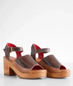 Bed Stu Pieced Leather Heeled Sandal Cold Brew Rustic Discount
