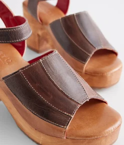 Bed Stu Pieced Leather Heeled Sandal Cold Brew Rustic Discount