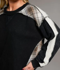 BKE Pieced Plaid Thermal Black New
