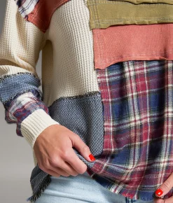 Tops | BKE Pieced Plaid Thermal Multi