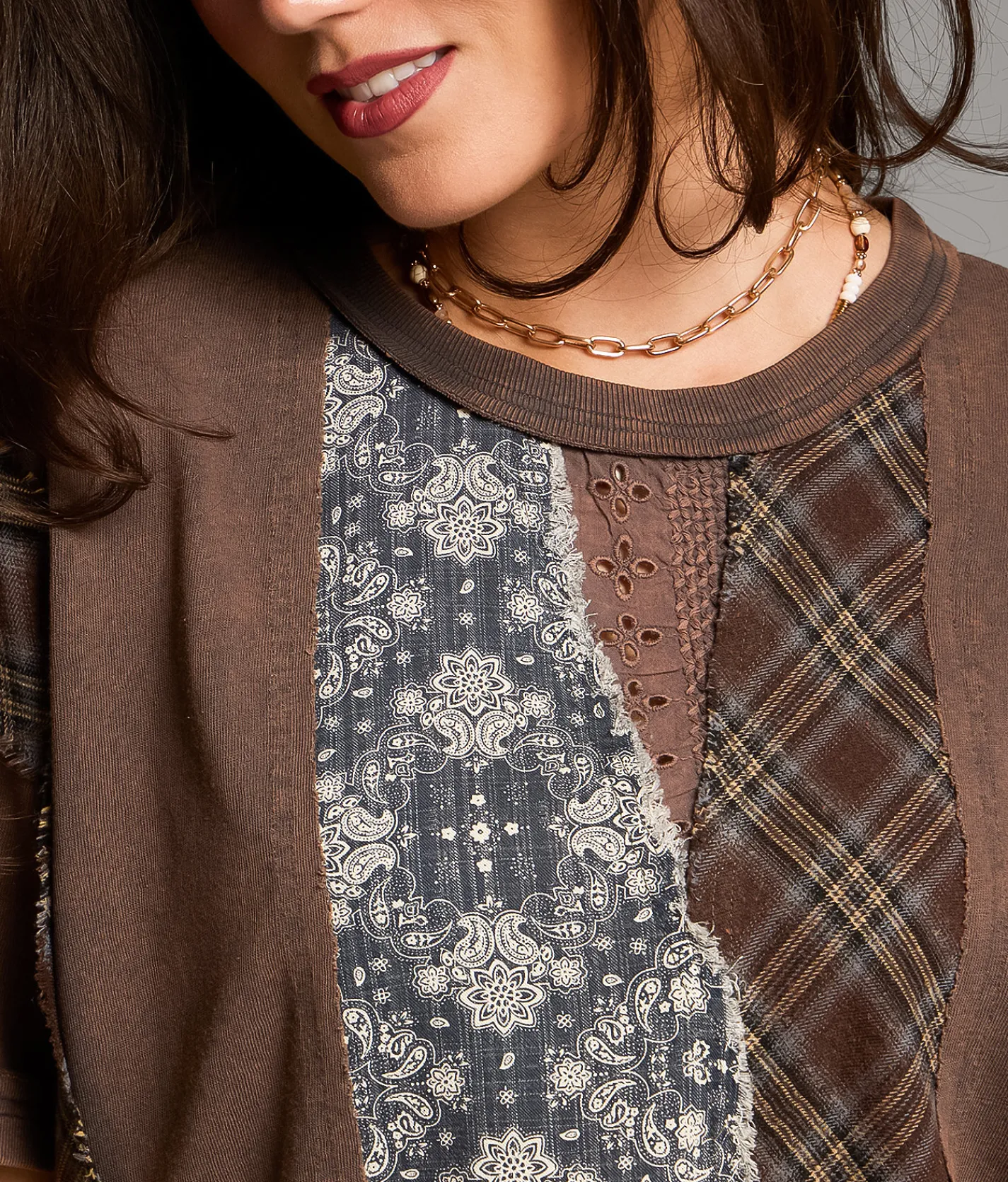 Tops | BKE Pieced Plaid T-Shirt Assorted
