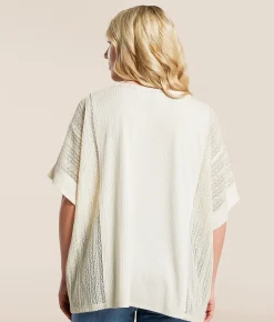 Daytrip Pieced Pointelle Floral Top Cream Multi Outlet