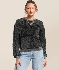 Gilded Intent Pieced Pullover Washed Black Clearance