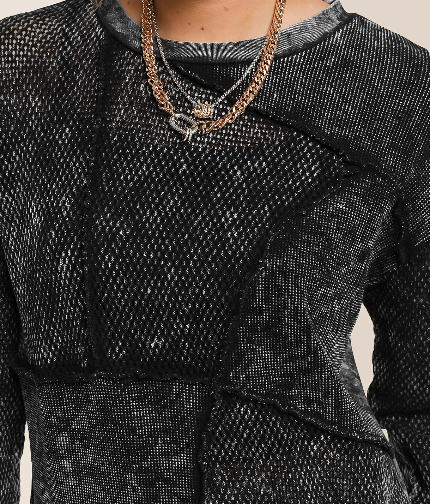 Gilded Intent Pieced Pullover Washed Black Clearance