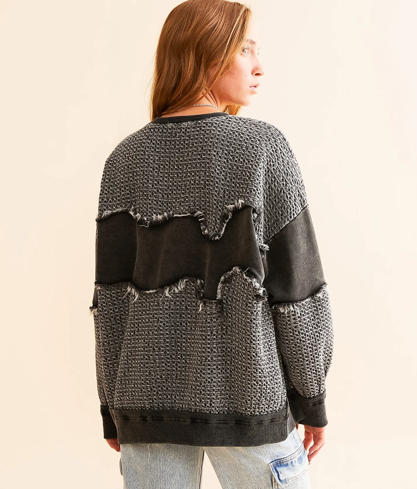 Gilded Intent Pieced Pullover Washed Black Clearance