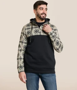 Tops | Departwest Pieced Quarter Snap Hooded Sweatshirt Pure Cashmere
