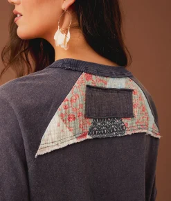 Tops | Gimmicks Pieced Quilt T-Shirt Mood Indigo