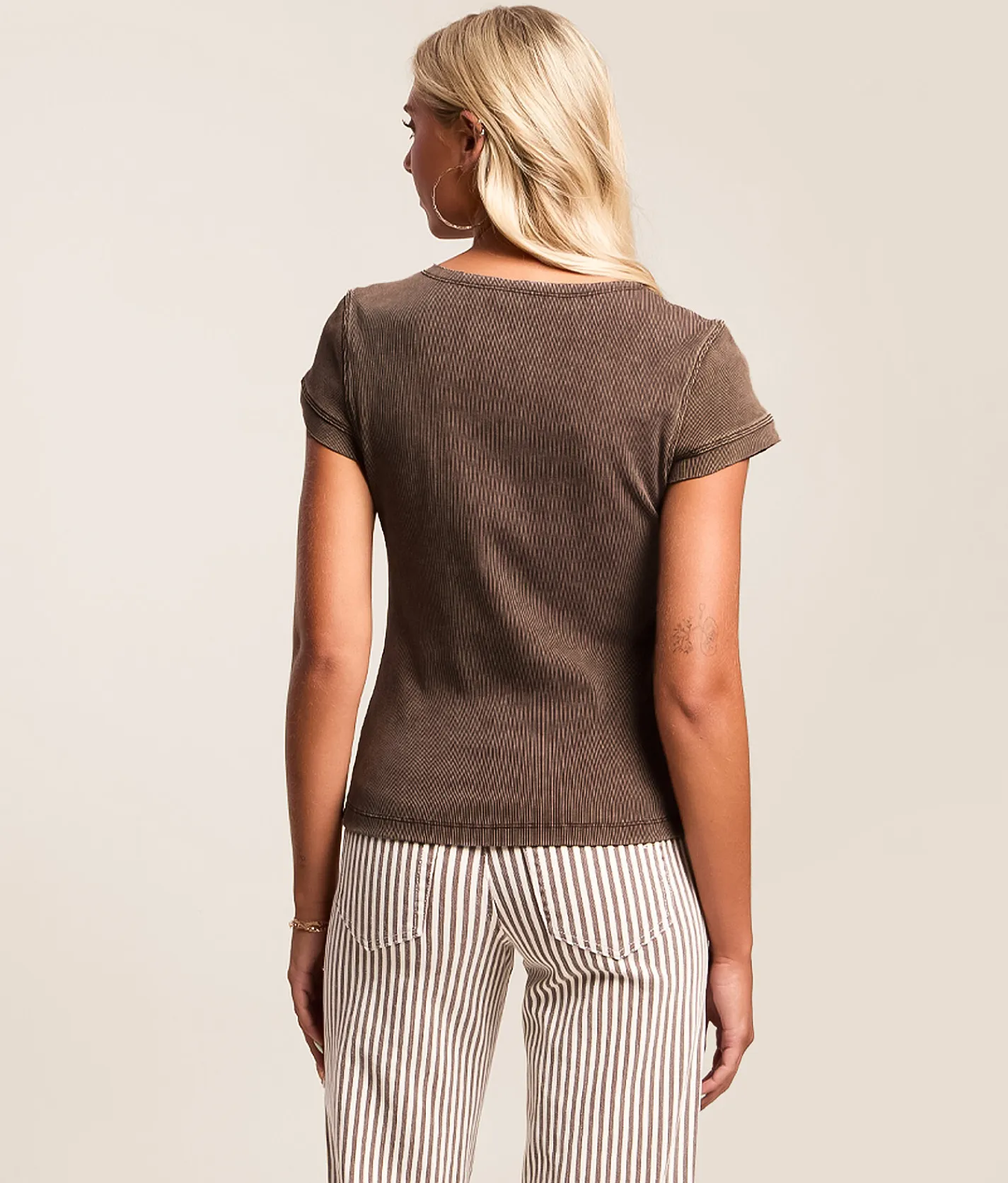 Gilded Intent Pieced Raw Edge Washed Top French Roast Clearance