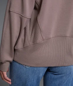 Tops | Buckle Black Pieced Rib Knit Hoodie Deep Taupe