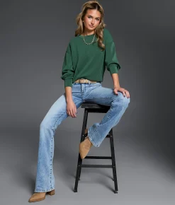 Buckle Black Pieced Seam Pullover Cilantro