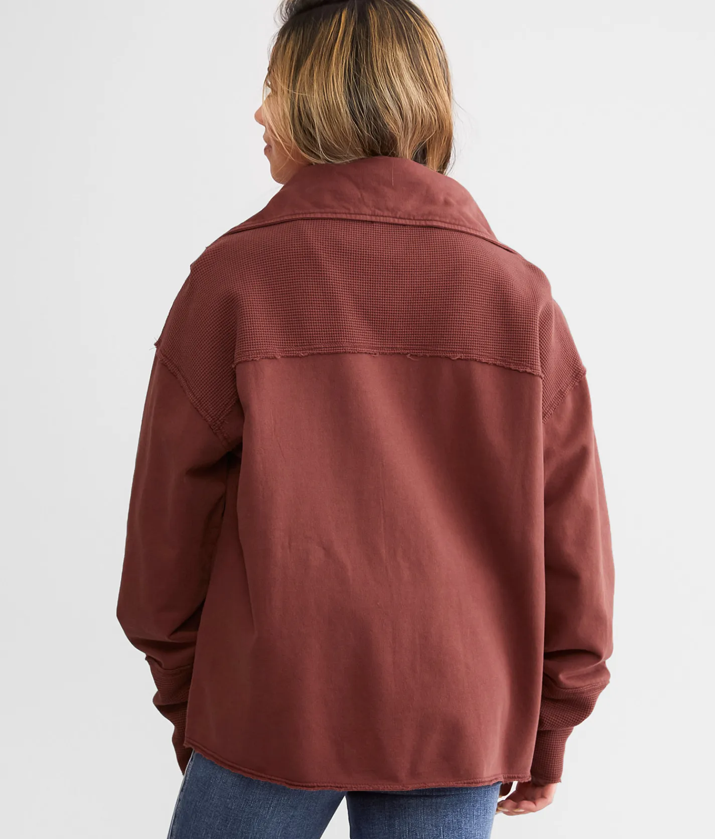 BKE Pieced Shawl Neck Cardigan Hot Chocolate New