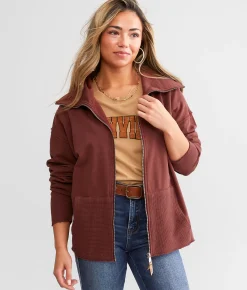 BKE Pieced Shawl Neck Cardigan Hot Chocolate New