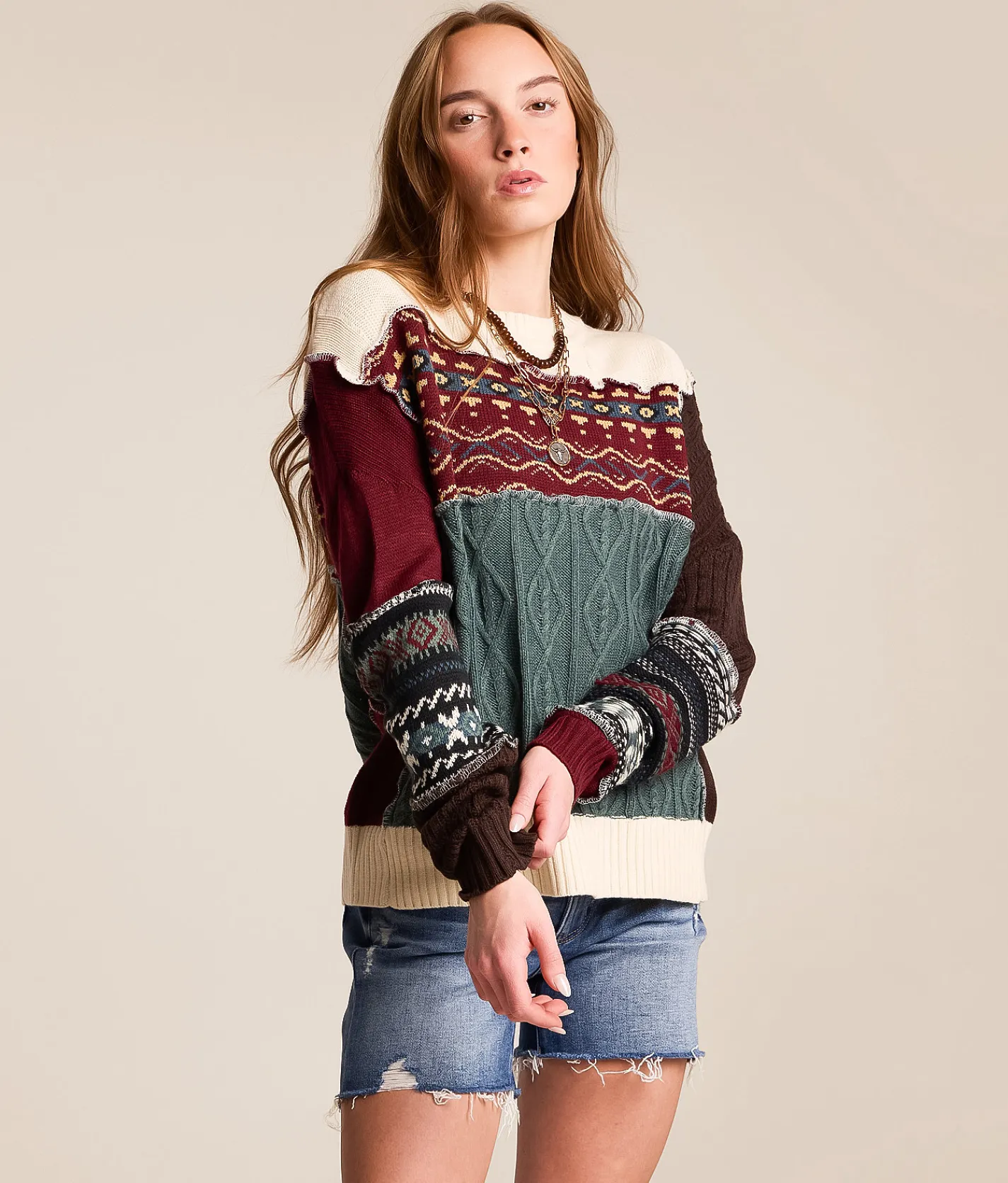 Tops | Gilded Intent Pieced Sweater Multi
