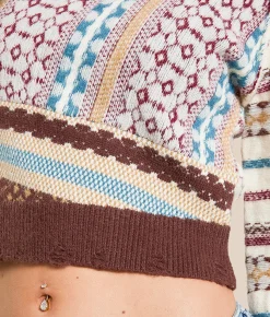 Gilded Intent Pieced Sweater Multi Print Hot