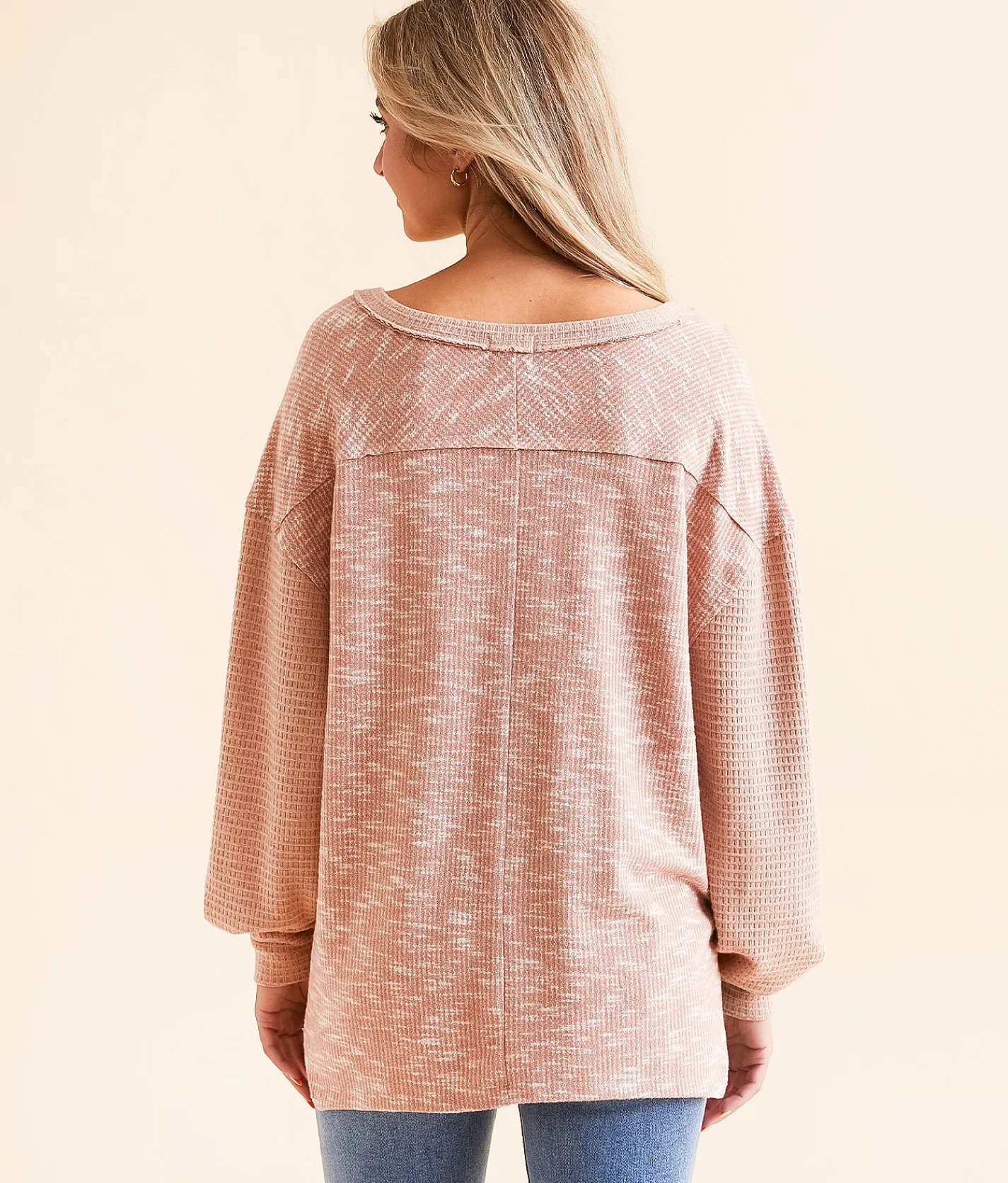 Tops | BKE Pieced Waffle Knit Top Burlwood