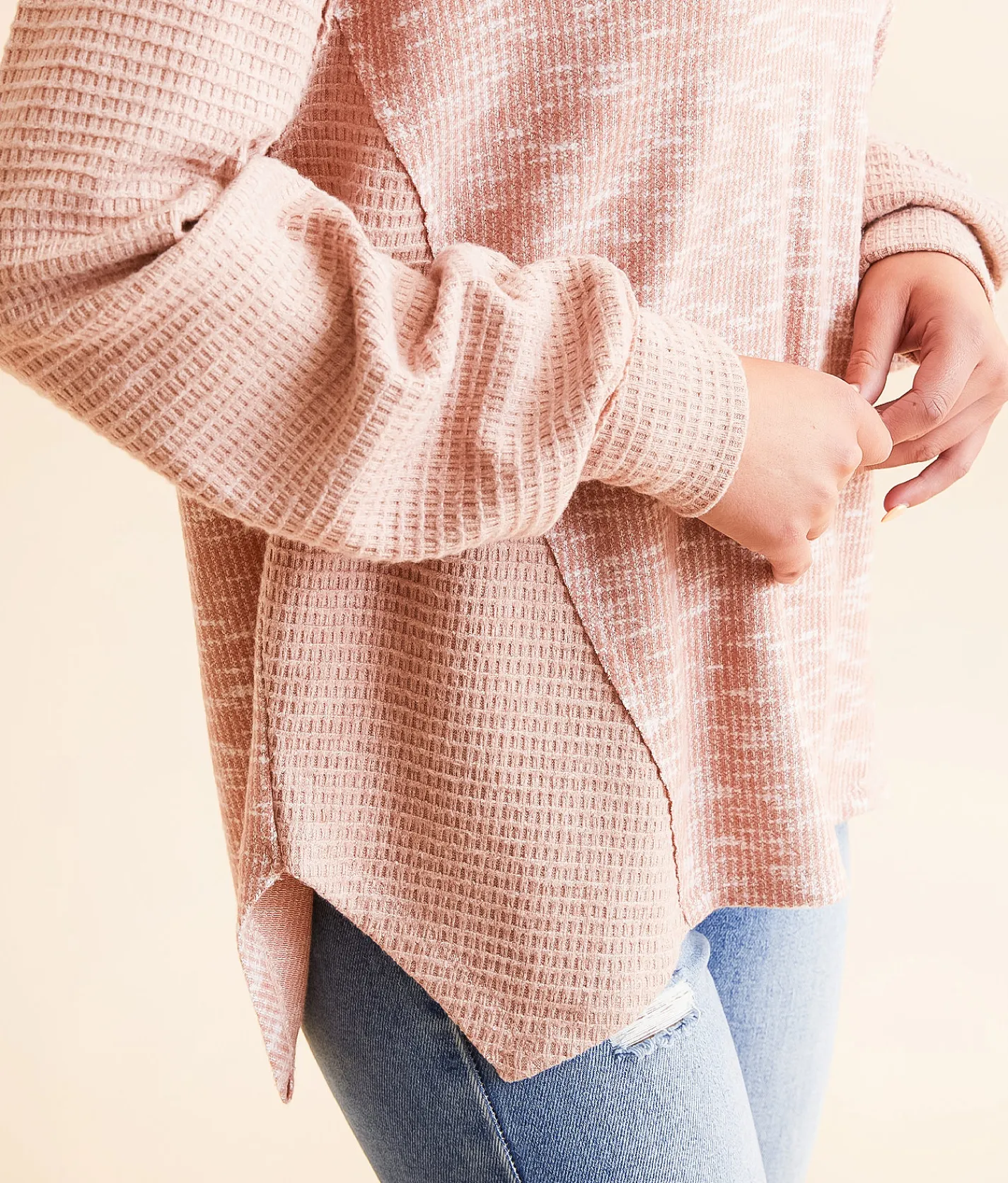 Tops | BKE Pieced Waffle Knit Top Burlwood