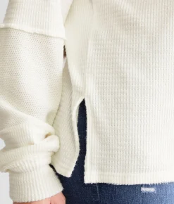 BKE Pieced Waffle Knit Top Apple Butter Outlet