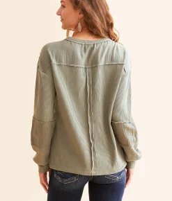 Tops | BKE Pieced Waffle Knit Top Vetiver