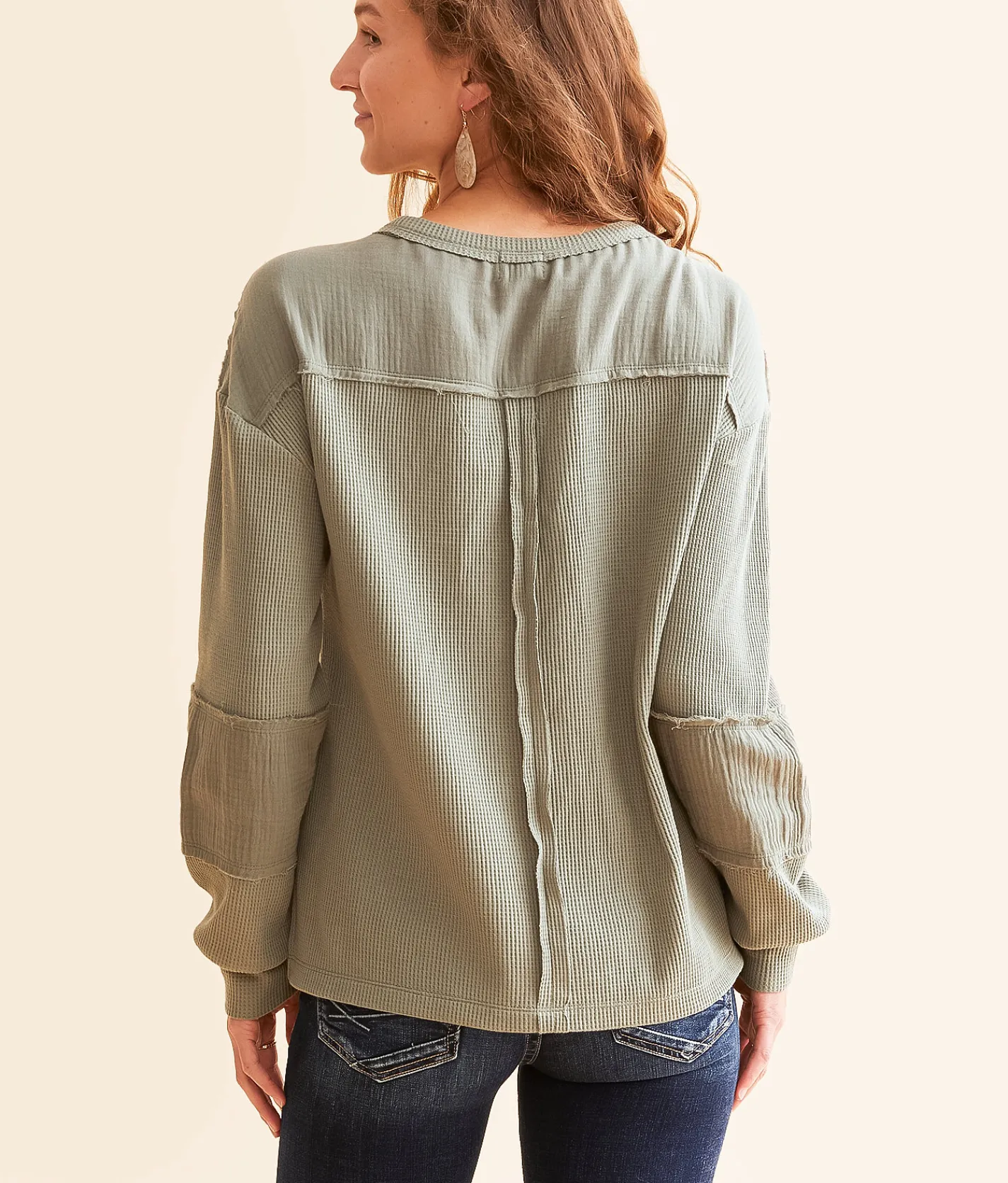 Tops | BKE Pieced Waffle Knit Top Vetiver