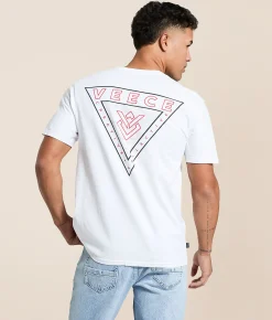 Tops|Graphic T-Shirts | Veece Pierced Down T-Shirt White