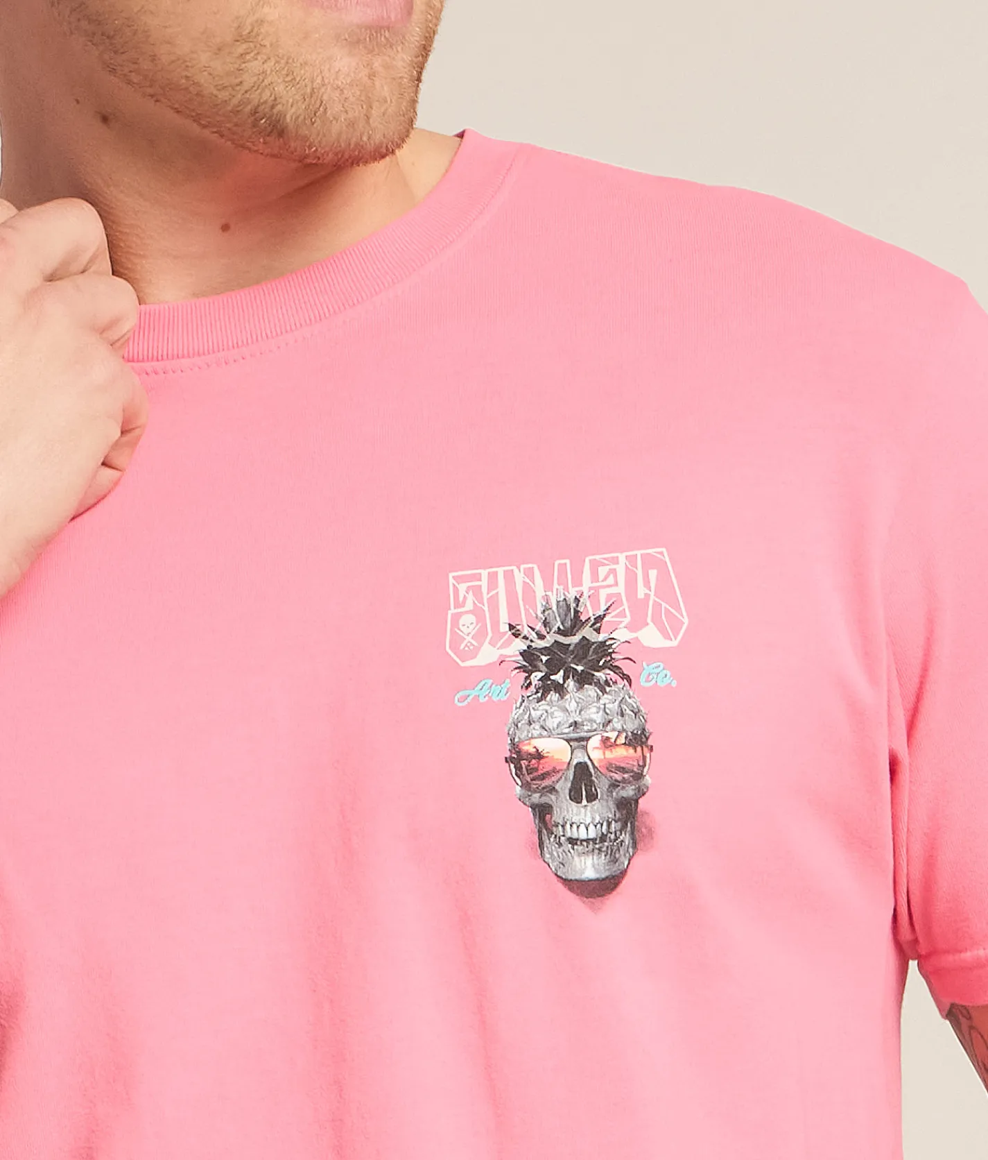 Tops|Graphic T-Shirts | Sullen Pineapple Paradise T-Shirt Pink Carnation