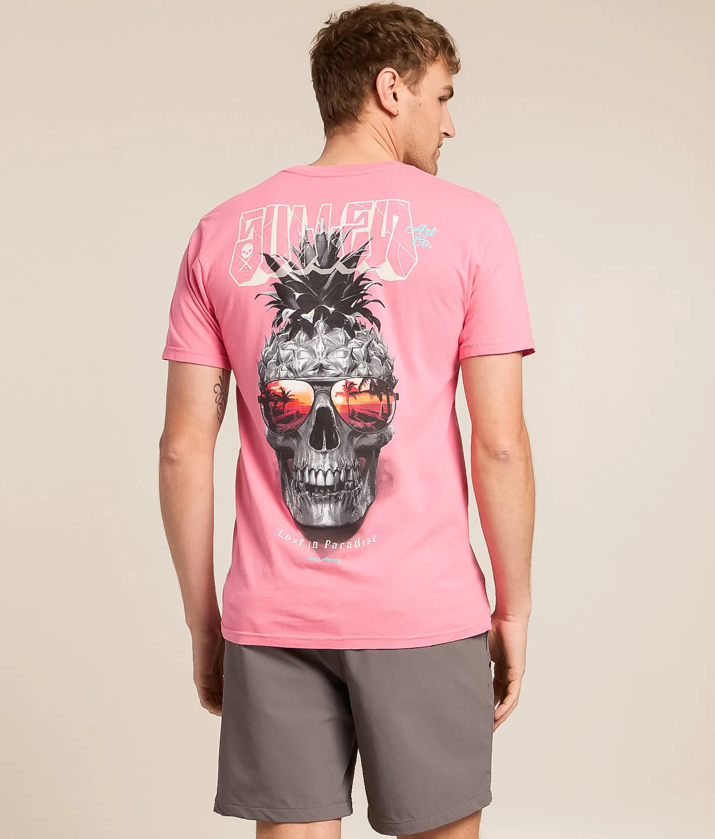 Tops|Graphic T-Shirts | Sullen Pineapple Paradise T-Shirt Pink Carnation