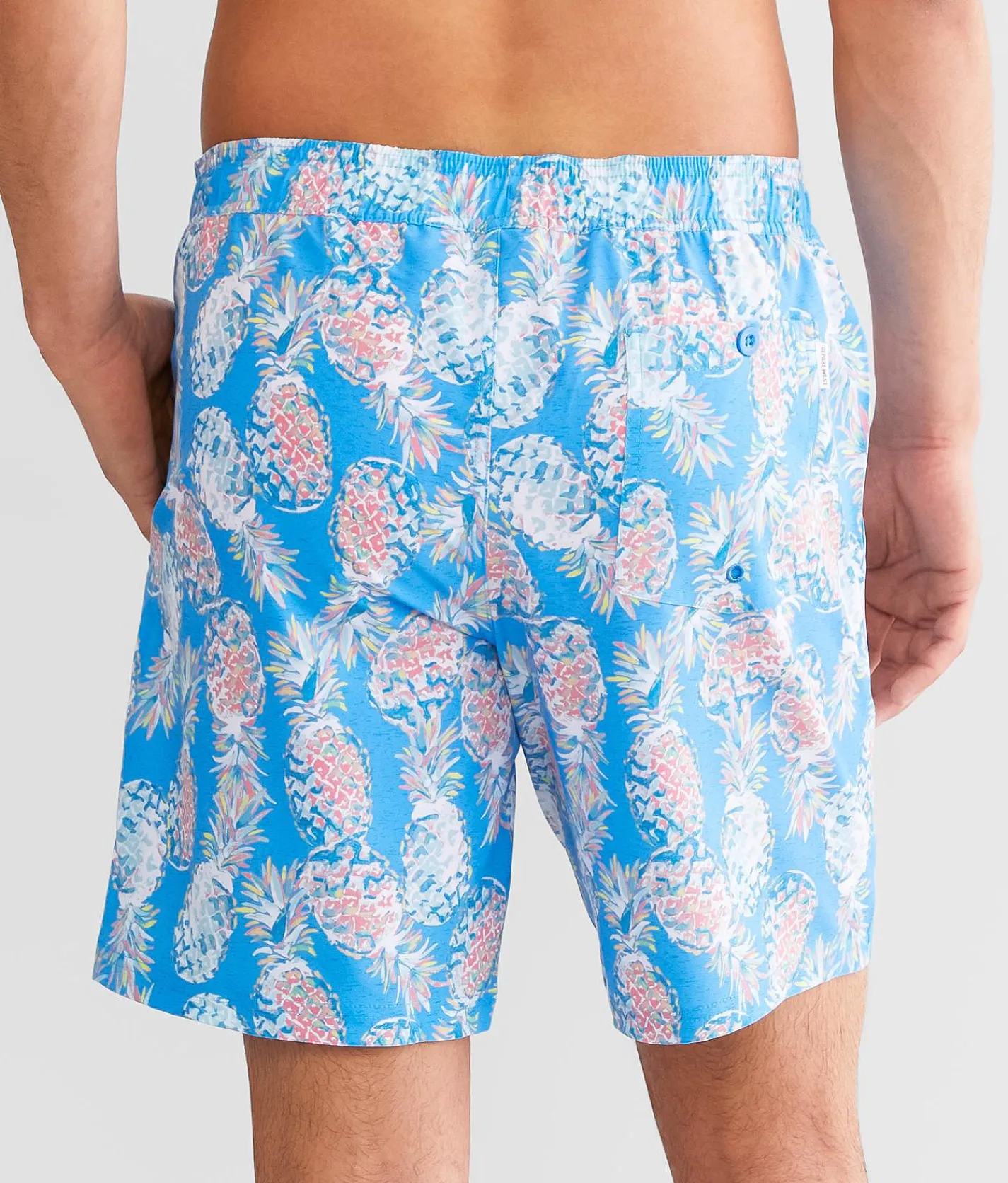 Departwest Pineapple Stretch Swim Trunks Neon Blue Hot