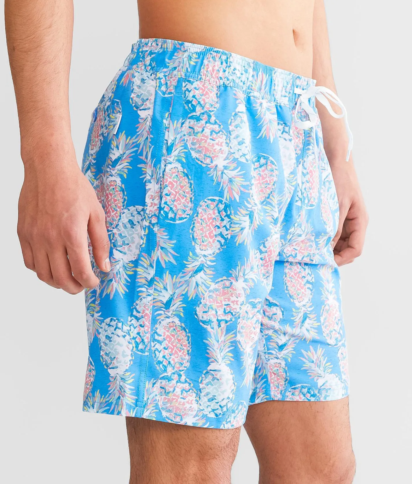 Departwest Pineapple Stretch Swim Trunks Neon Blue Hot
