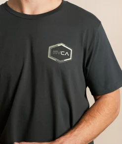 RVCA Pin Hex Reverse T-Shirt Pirate Black Discount