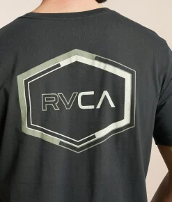 RVCA Pin Hex Reverse T-Shirt Pirate Black Discount