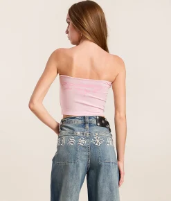 Tops | Ed Hardy Pink Flame Skull Tube Top Pink Ballerina