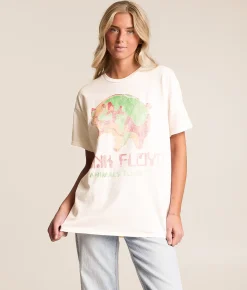Merch Traffic Pink Floyd Animals Oversized Band T-Shirt White Sale