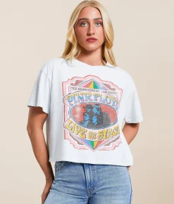 Life Clothing Pink Floyd Cropped Band T-Shirt Cerulean Discount
