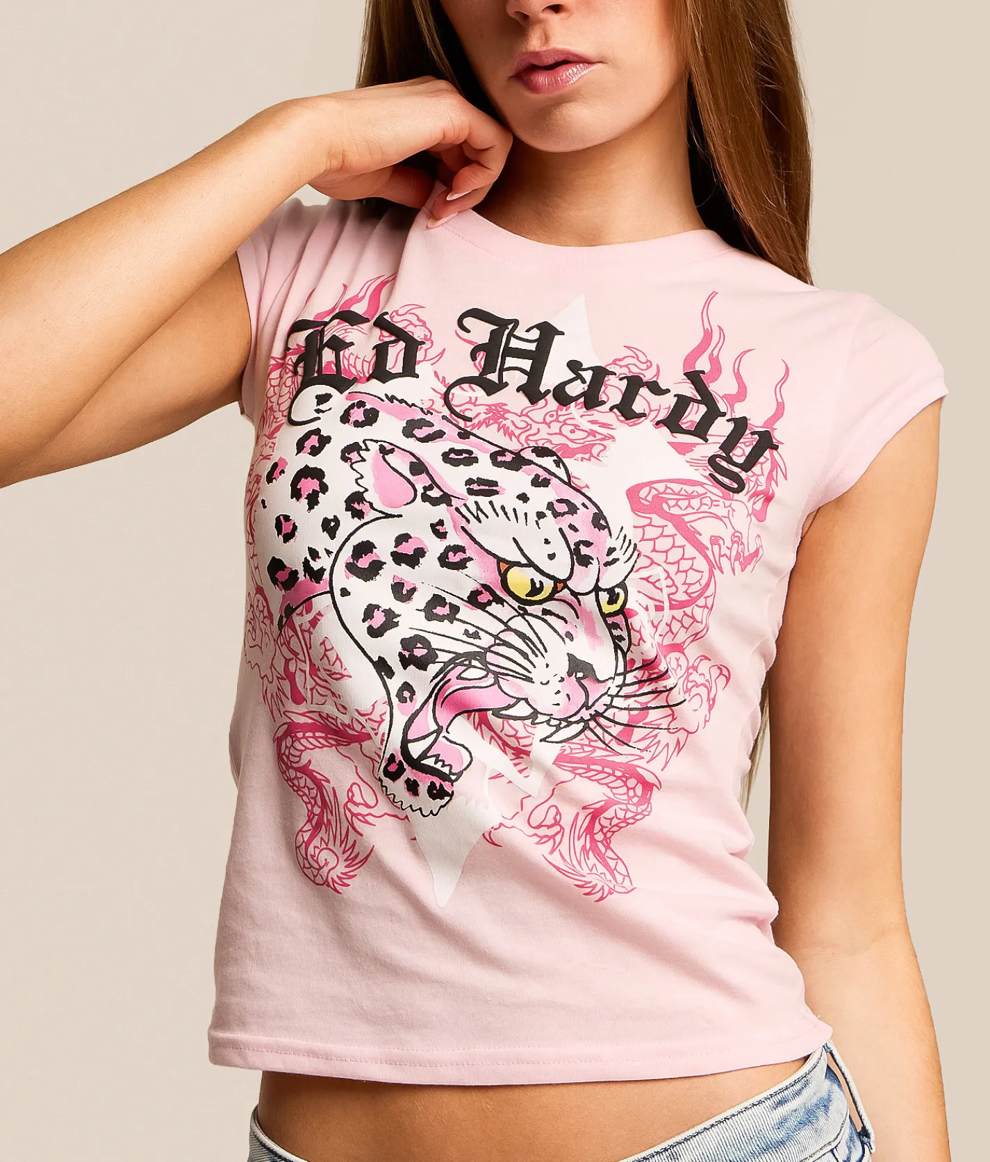 Tops | Ed Hardy Pink Leopard T-Shirt Pink Ballerina