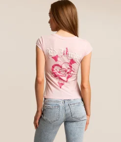 Tops | Ed Hardy Pink Leopard T-Shirt Pink Ballerina