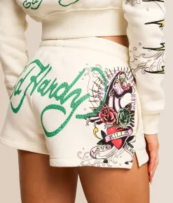 Bottoms|Shorts | Ed Hardy Pink Panther Rhinestone Short Ivory