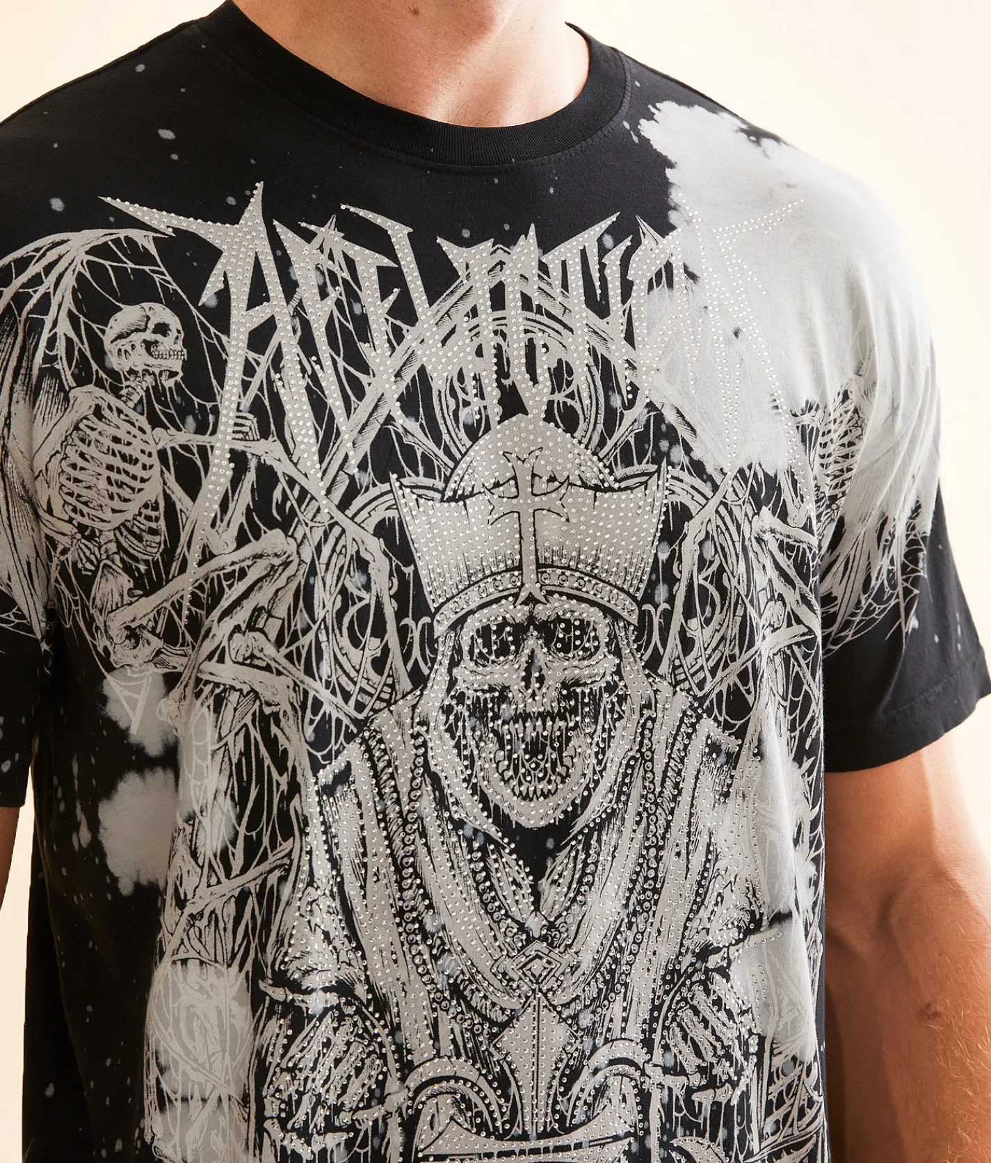 Graphic T-Shirts | Affliction Pinnacle Dust T-Shirt Black Bleach Wash