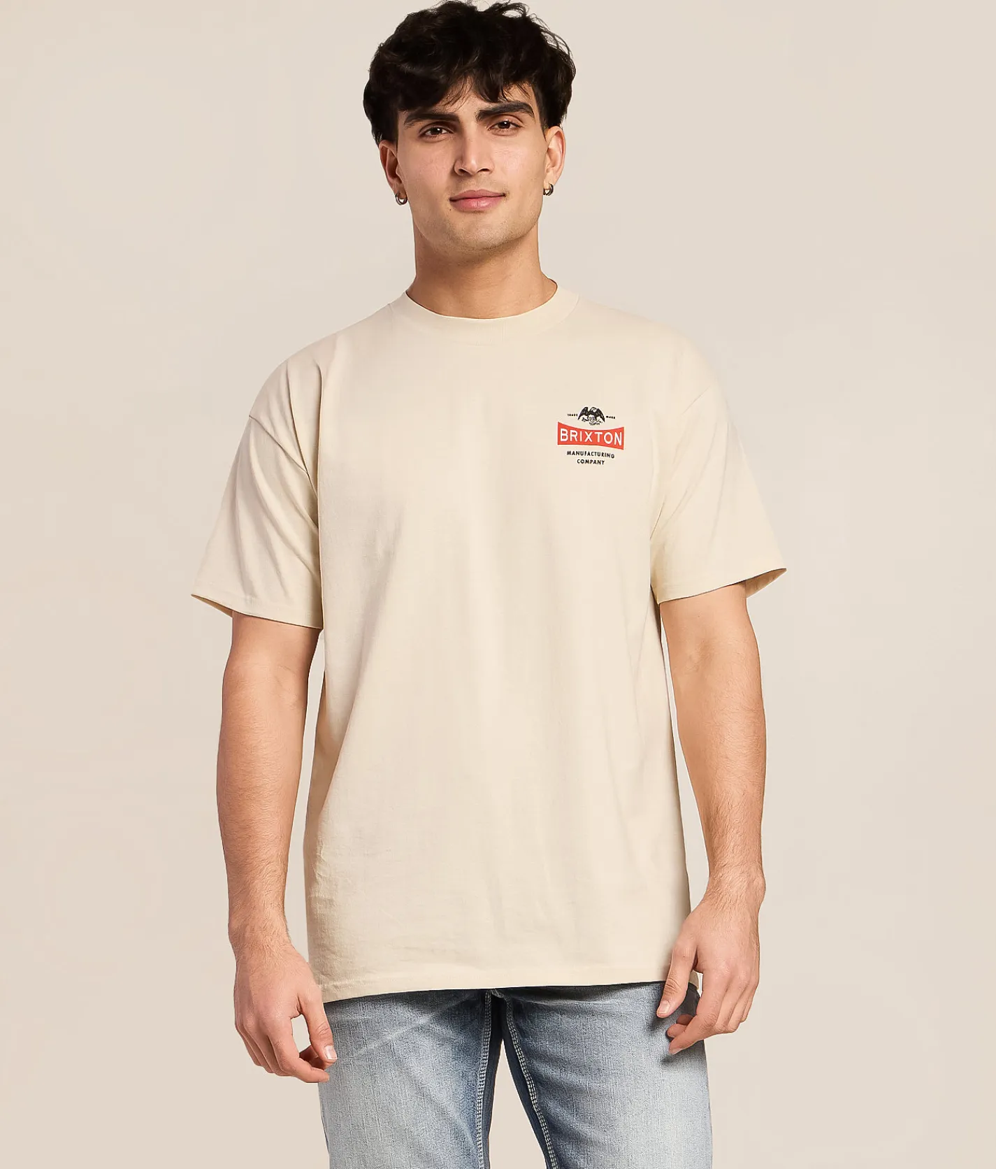 Tops|Graphic T-Shirts | Brixton Pinnacle T-Shirt Cream