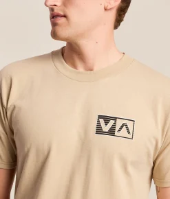 Tops|Graphic T-Shirts | RVCA Pinstripe Balance Box T-Shirt Sand