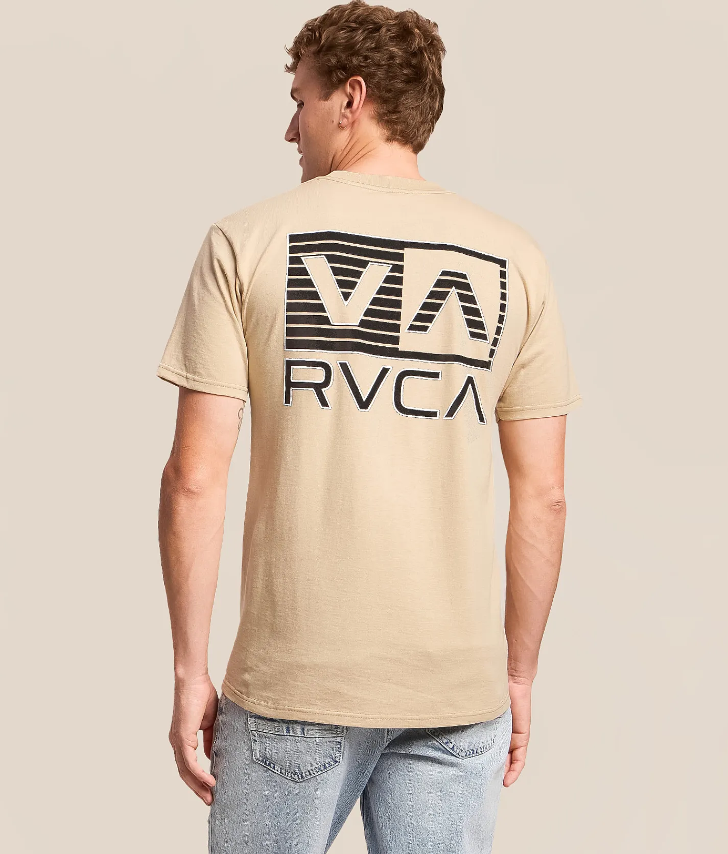 Tops|Graphic T-Shirts | RVCA Pinstripe Balance Box T-Shirt Sand
