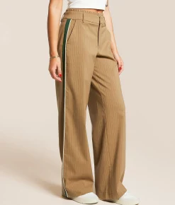 Gilded Intent Pinstriped Trouser Pant Taupe Green Sale
