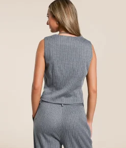 Sadie & Sage Pinstriped Vest Grey White Online