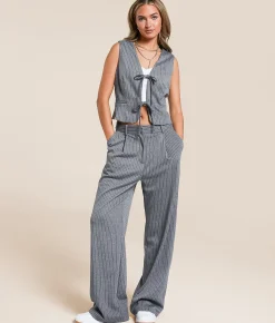 Bottoms | Sadie & Sage Pinstripe Stretch Trouser Pant Grey