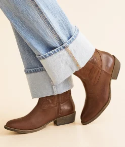 Coconuts Pistol Western Ankle Boot Cognac New