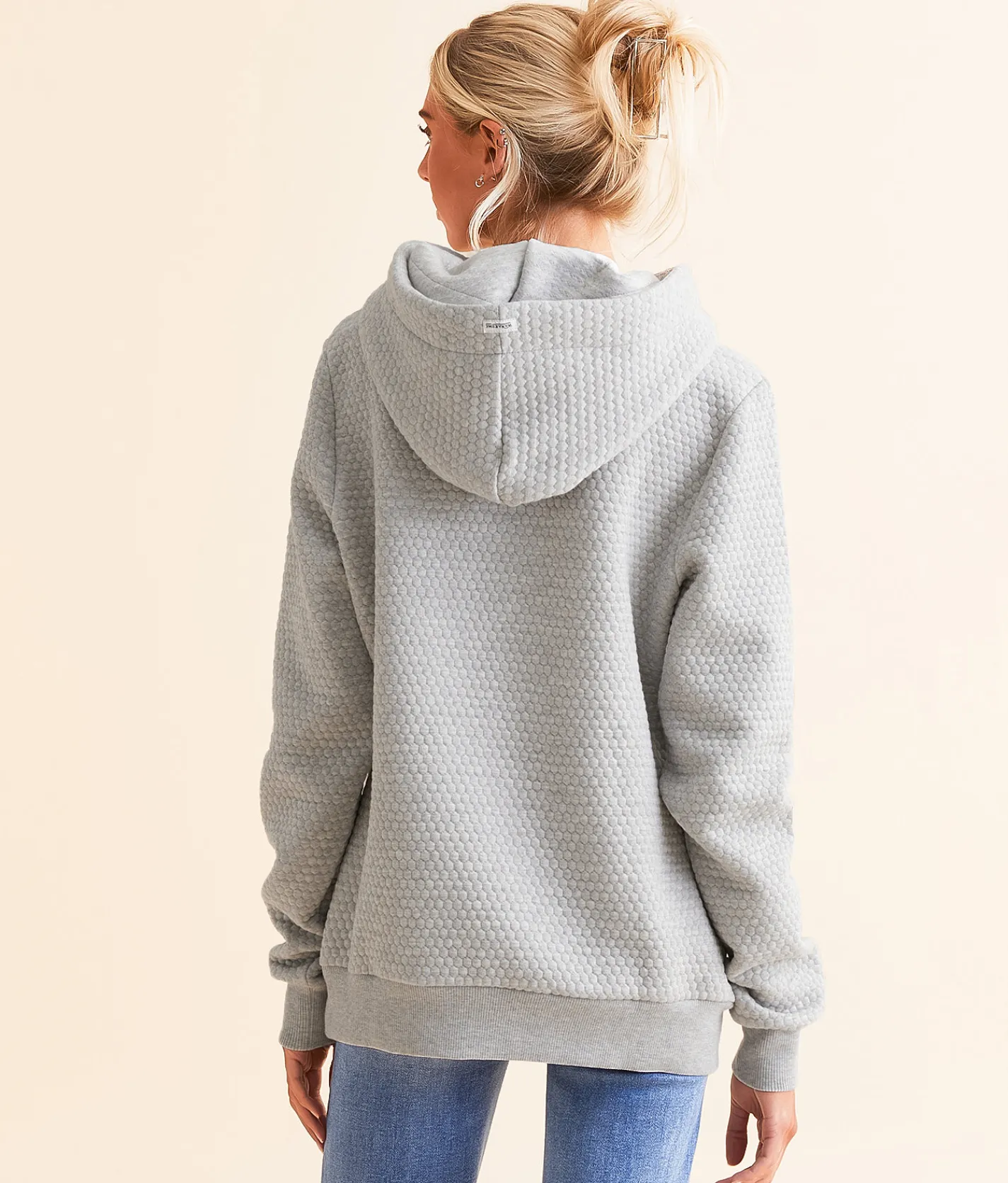 Tops | Wanakome Pixa Textured Hooded Sweatshirt Light Heather Grey
