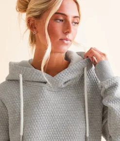 Tops | Wanakome Pixa Textured Hooded Sweatshirt Light Heather Grey