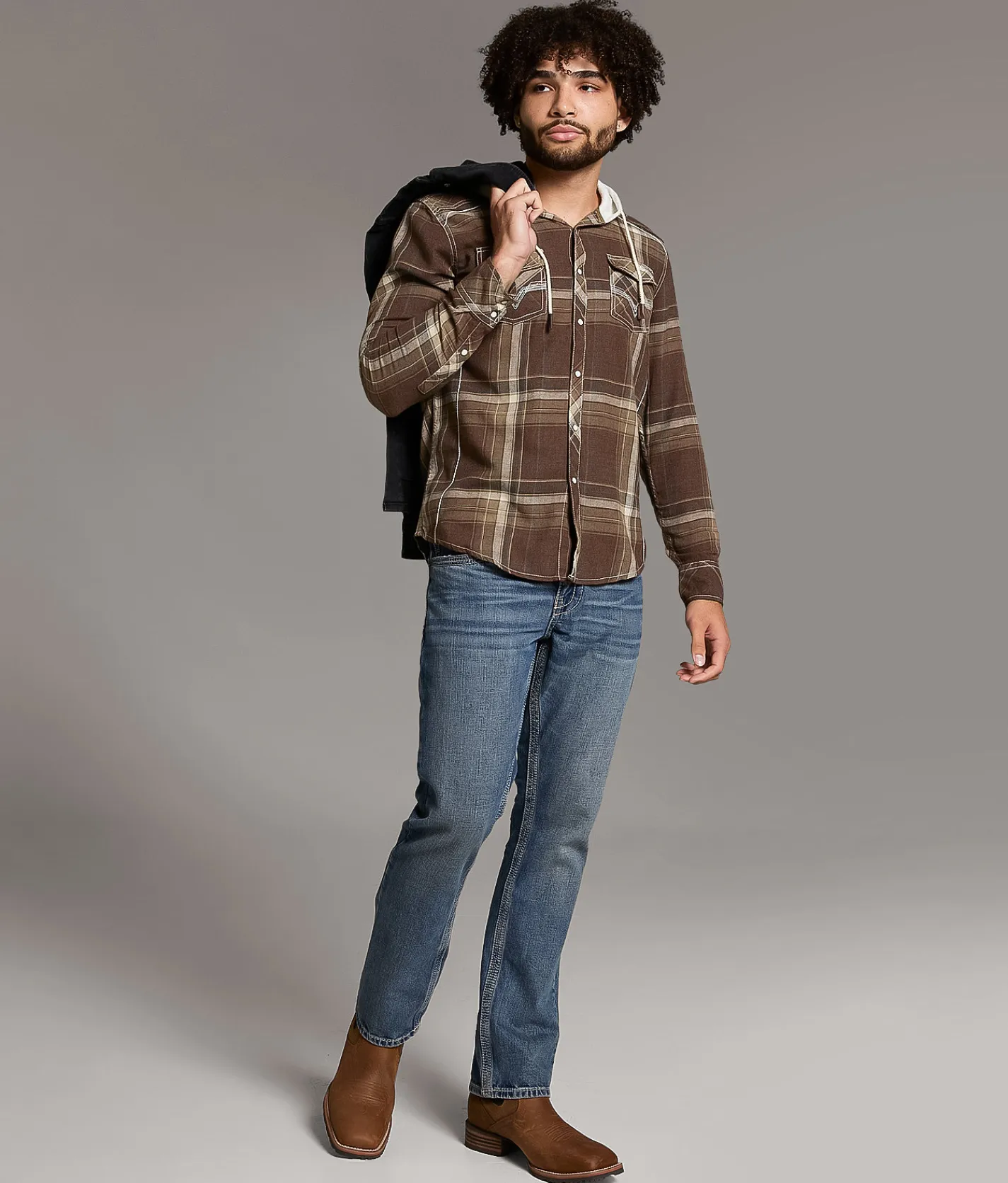 Tops | BKE Plaid Athletic Hooded Shirt Burgundy